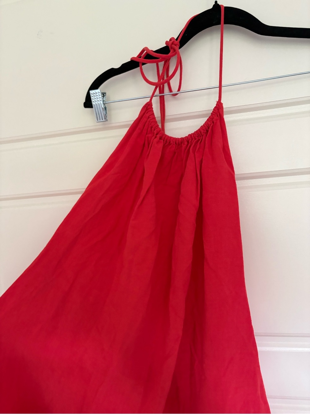 Red Linen-Blend halter dress - Picture 2 of 6